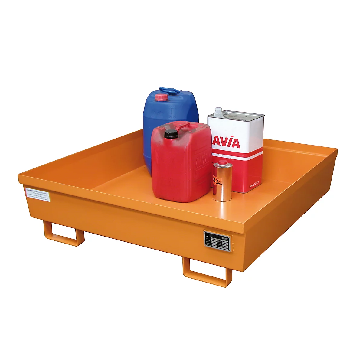 BAUER AO-4/A opvangbak, staal, 280 l, B 1200 x D 1200 x H 335 mm, oranje