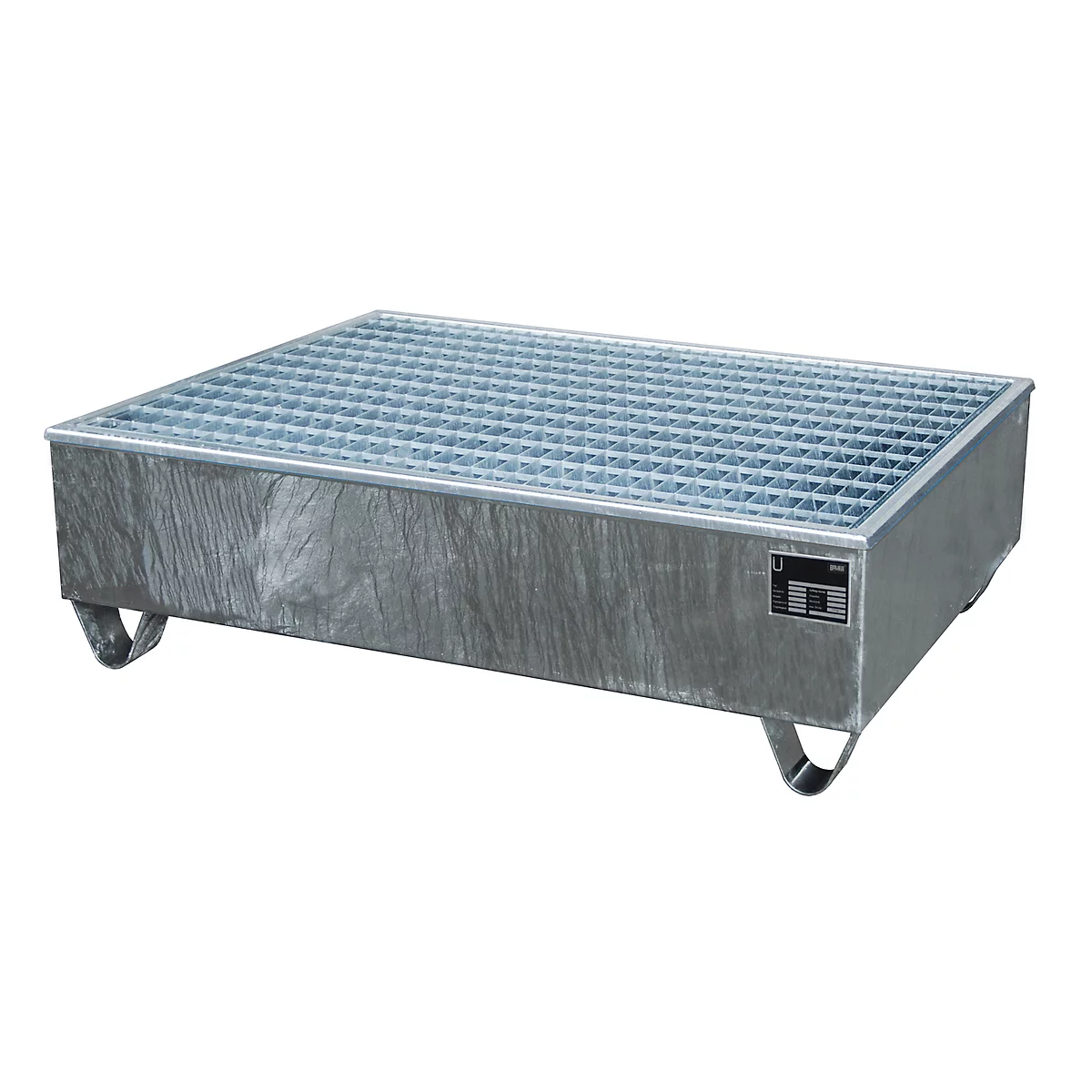 BAUER AW-2/PE opvangbak met rooster, 210 l, B 1215 x D 815 x H 365 mm, gegalvaniseerd
