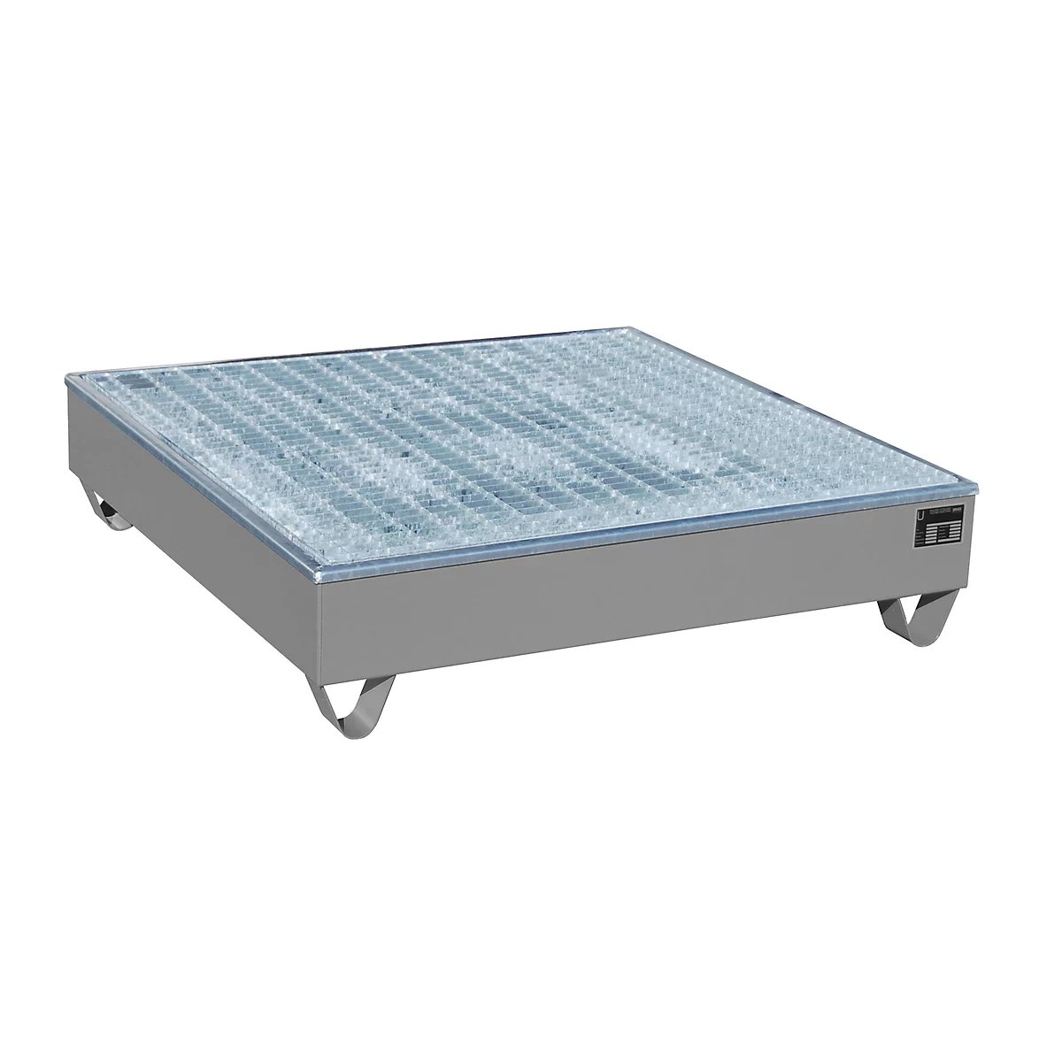 BAUER AW-4/A/PE opvangbak met rooster, 211 l, B 1215 x D 1215 x H 290 mm, grijs