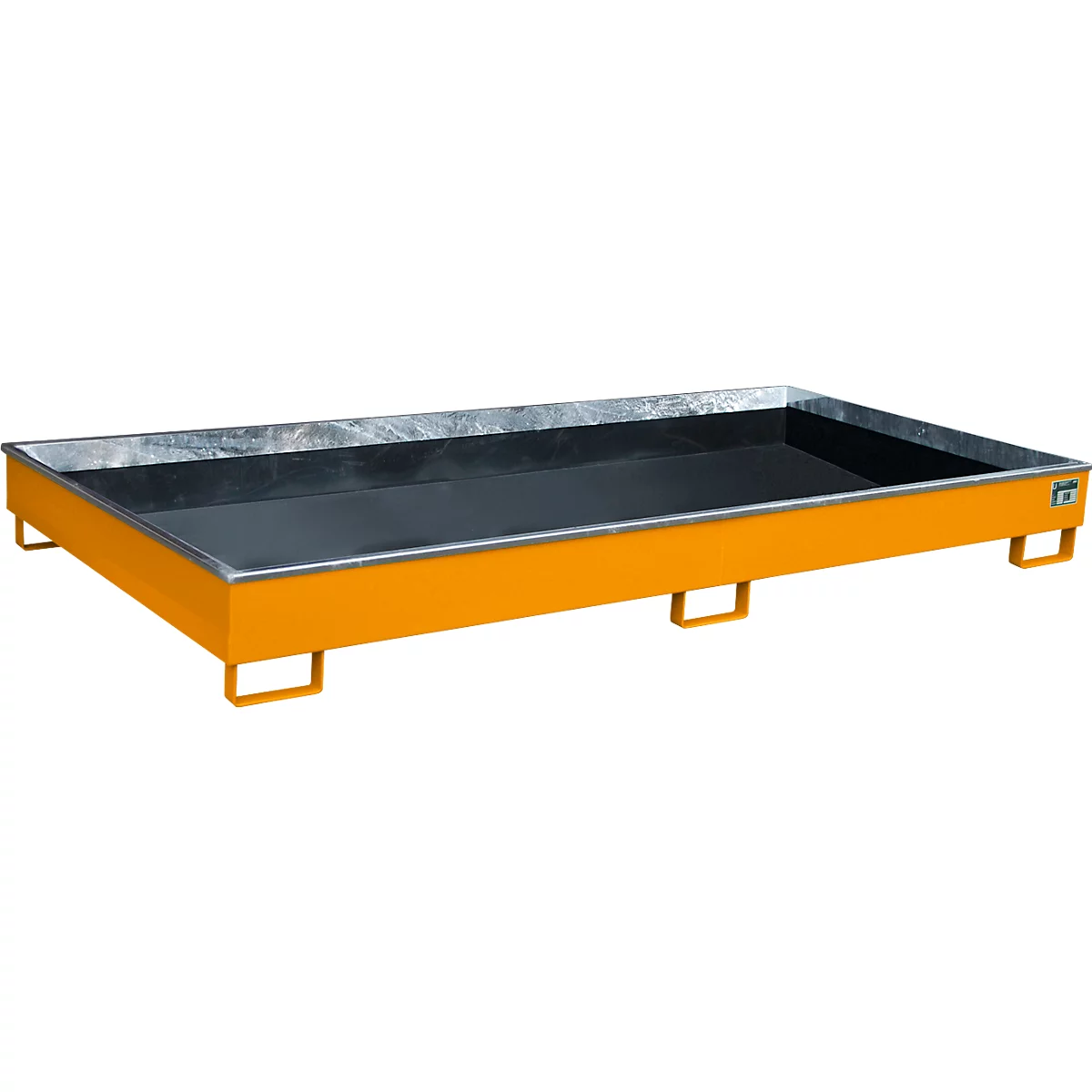 Bauer Bac de rayonnage RW 2700-1 PE, avec insert PE, L 2665 x l 1315 x H 210 mm, jaune-orange RAL 2000