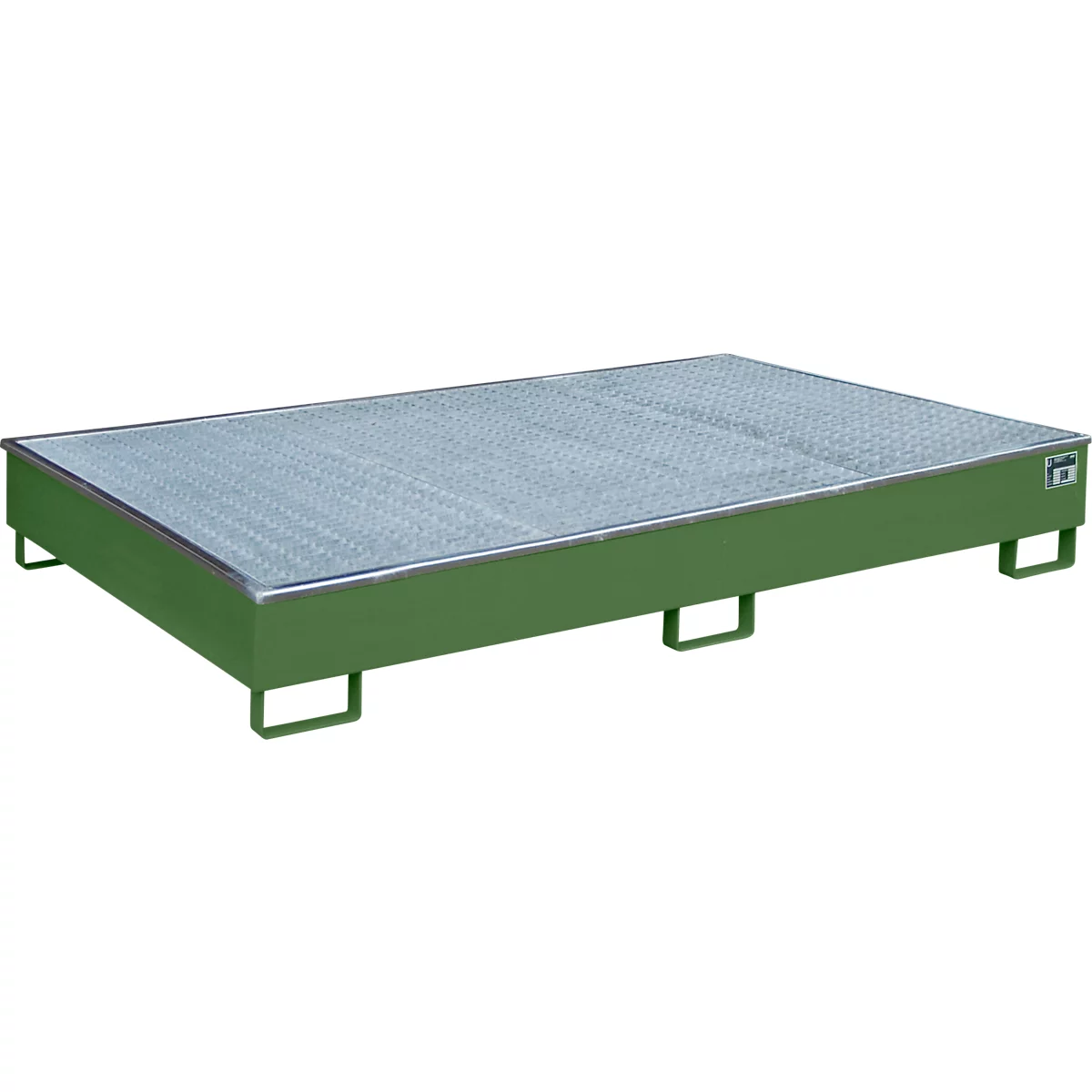 Bauer Bac de rayonnage RW-GR 2200-2 PE, avec insert PE, avec caillebotis, L 2165 x l 1315 x H 510 mm, vert réséda RAL 6011