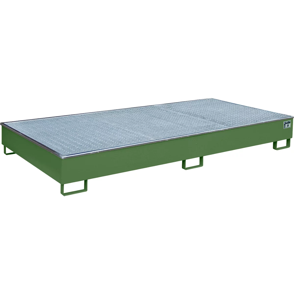 Bauer Bac de rayonnage RW-GR 2700-2 PE, avec insert PE, avec caillebotis, L 2665 x l 1315 x H 305 mm, vert réséda RAL 6011