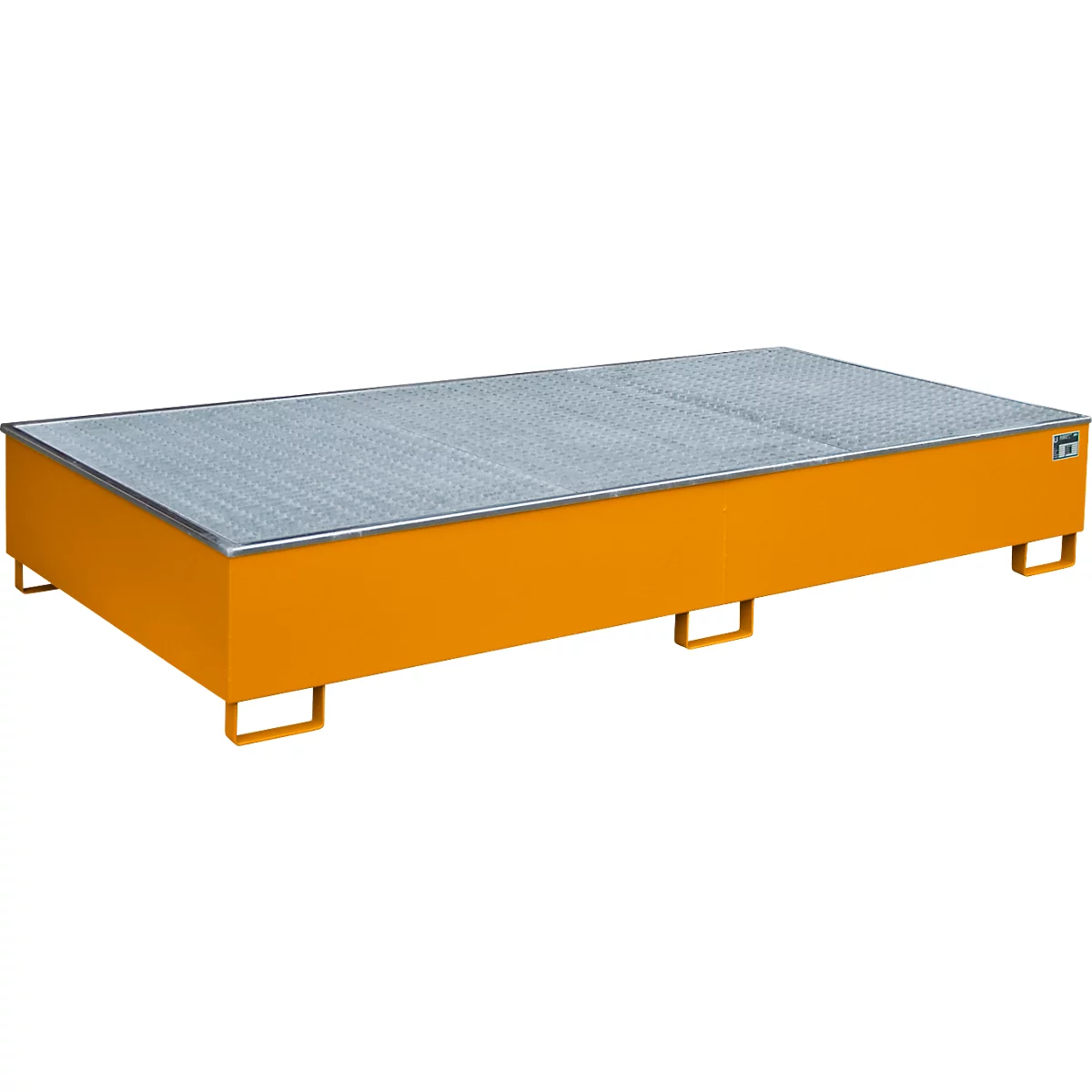 Bauer Bac de rayonnage RW-GR 2700-3 PE, avec insert PE, avec caillebotis, L 2665 x l 1315 x H 440 mm, jaune-orange RAL 2000