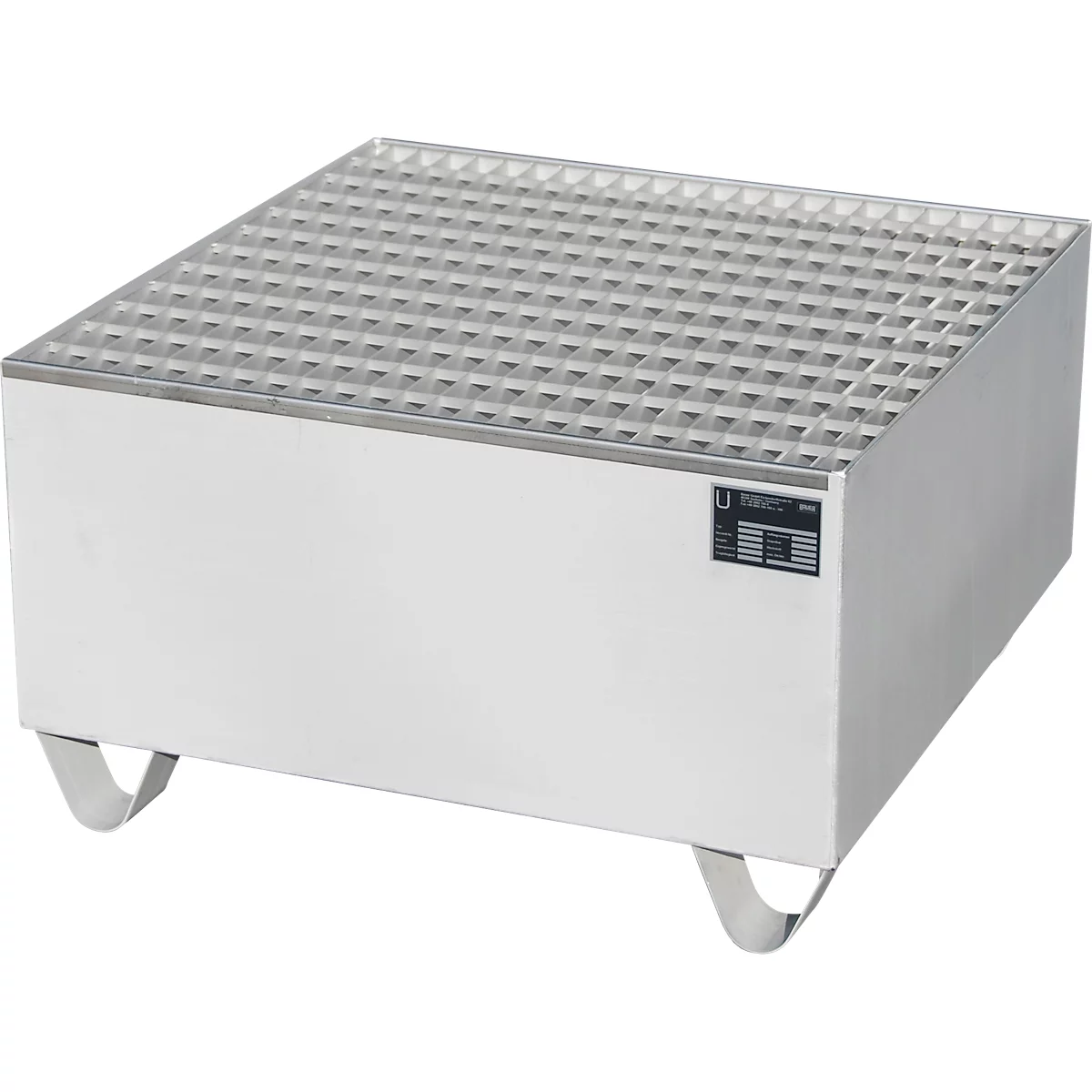 Bauer Bac de rétention VAW-1, L 800 l x 800 x H 465 mm, jusqu'à 210 l, inox, accessible par le dessous