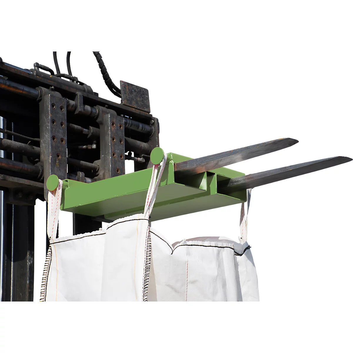 Bauer Big Bag Traverse TBB-E, voor vorkheftruck, L 650 x B 610 x H 145 mm, tot 1000 kg, staal, reseda groen