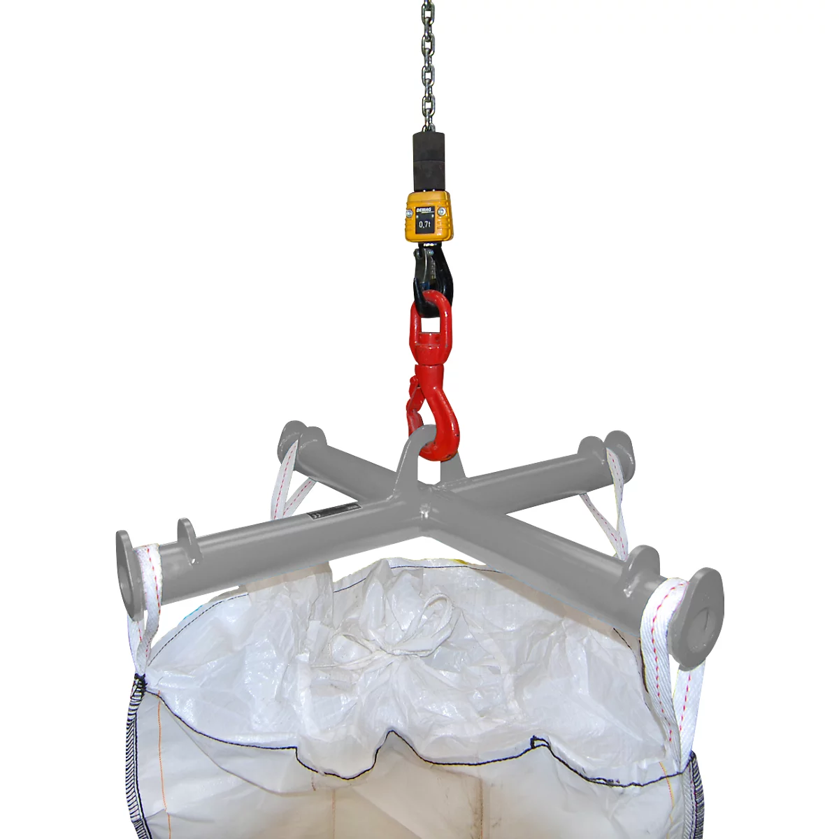 Bauer Big Bag Traverse TBB, for crane, L 1100 x W 1100 x H 215 mm, up to 2000 kg, tubular steel, mouse gray