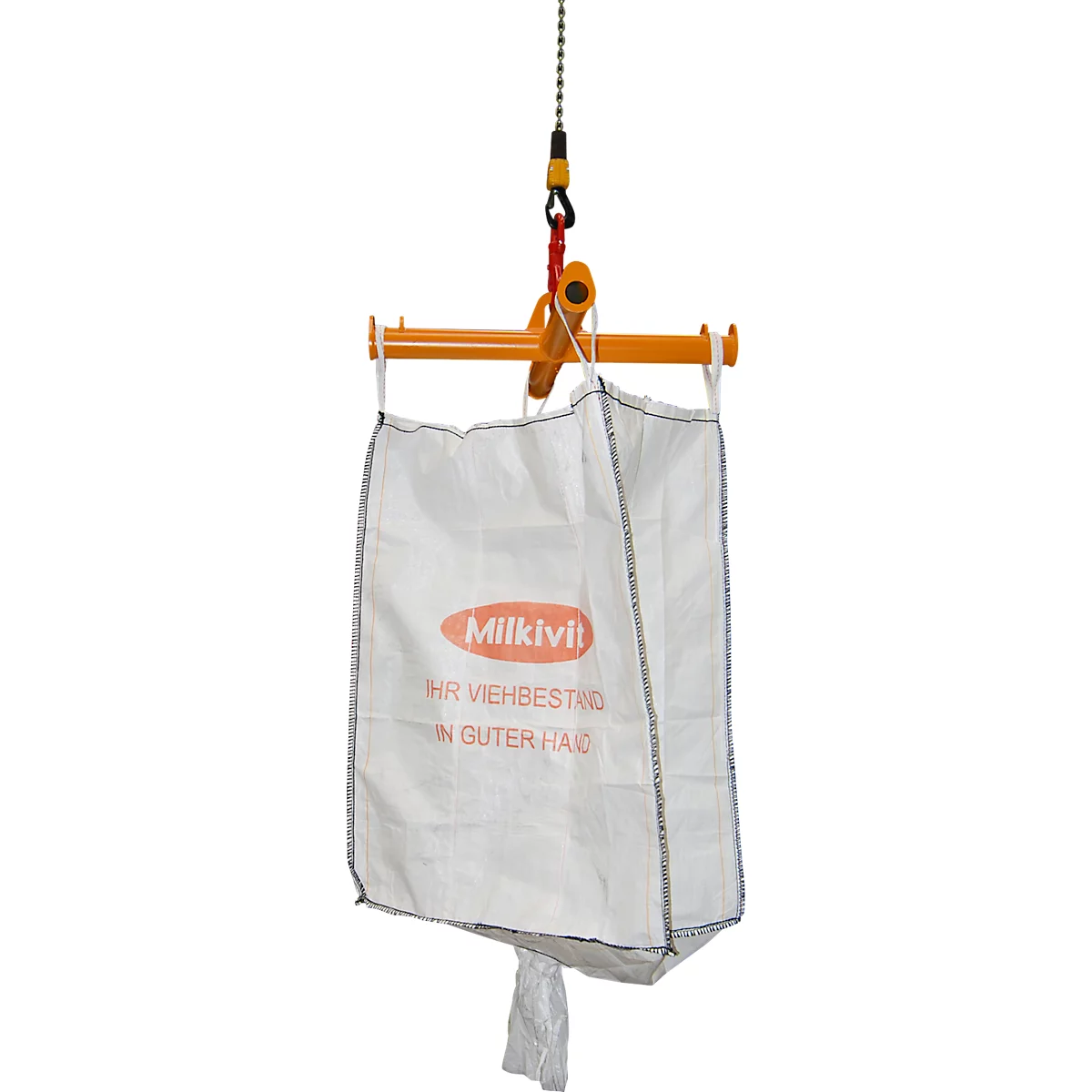 Bauer Big Bag Traverse TBB, for crane, L 1100 x W 1100 x H 215 mm, up to 2000 kg, tubular steel, yellow-orange