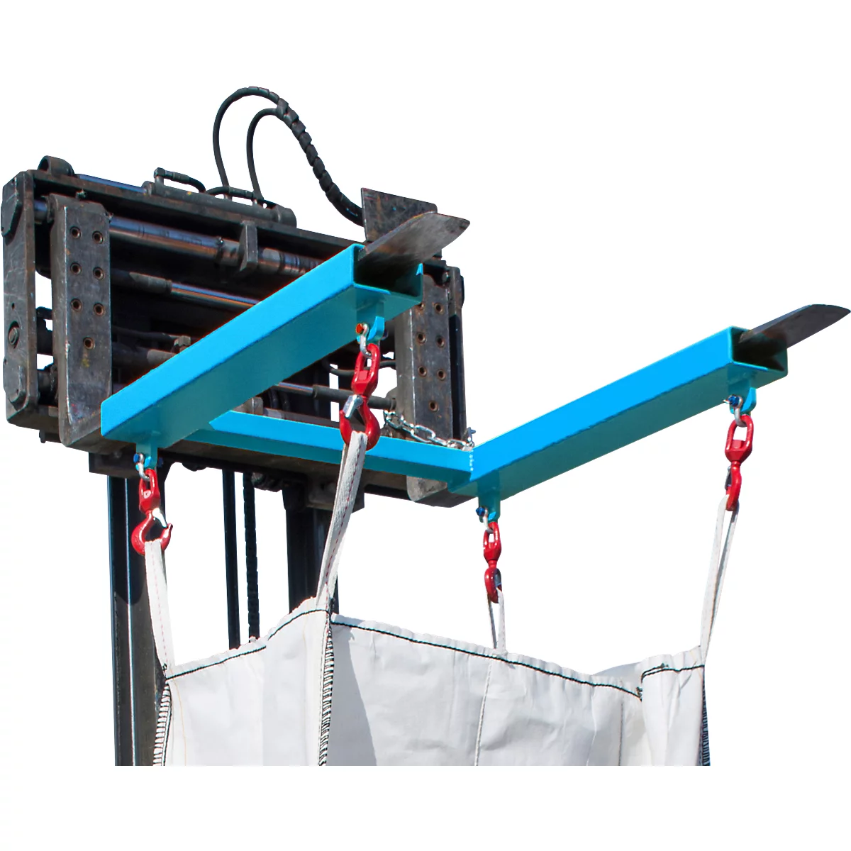 Bauer Big Bag Traverse TBB-W, for forklift, L 900 x W 945 x H 365 mm, up to 1250 kg, steel, light blue
