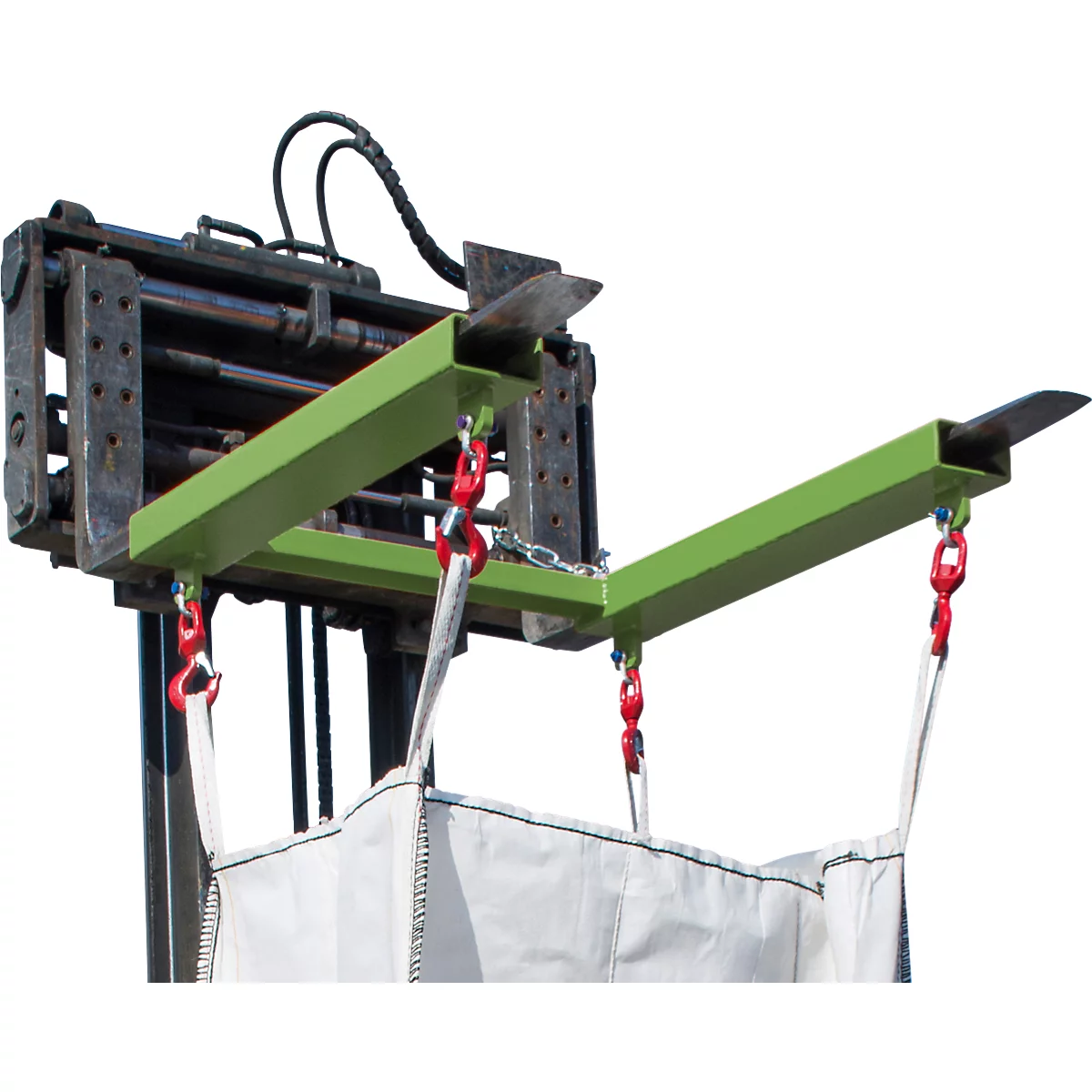 Bauer Big Bag Traverse TBB-W, for forklift, L 900 x W 945 x H 365 mm, up to 1250 kg, steel, reseda green