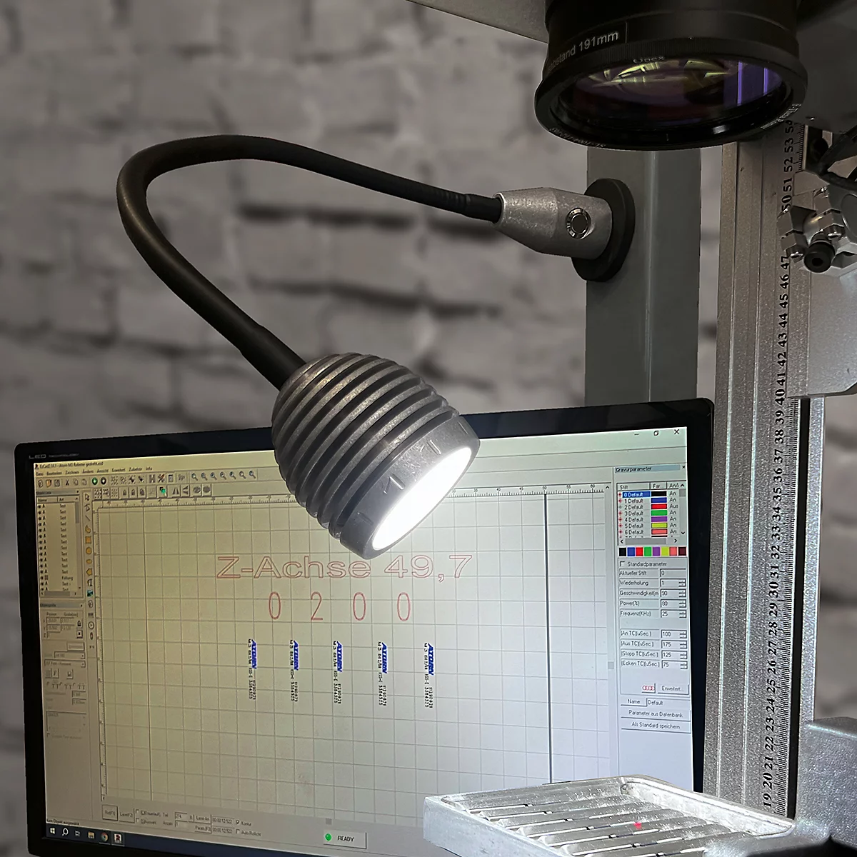 Bauer &amp; Böcker Flexi LED werklamp, 4,5 W, 450 lm, 5500 K, dimbaar, kantelbaar, magneetvoet, IP65, L 610 mm, aluminium, grijs-zwart