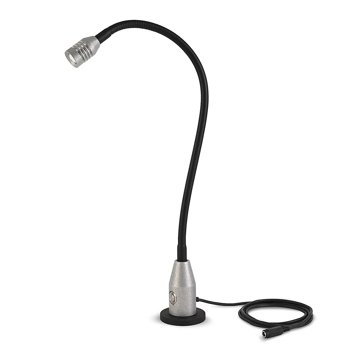 Bauer &amp; Böcker LED werklamp spot, 2,5 W, 200 lm, 5500 K, kantelbaar, dimbaar, magnetische voet, IP65, L 600 mm, aluminium, grijs-zwart