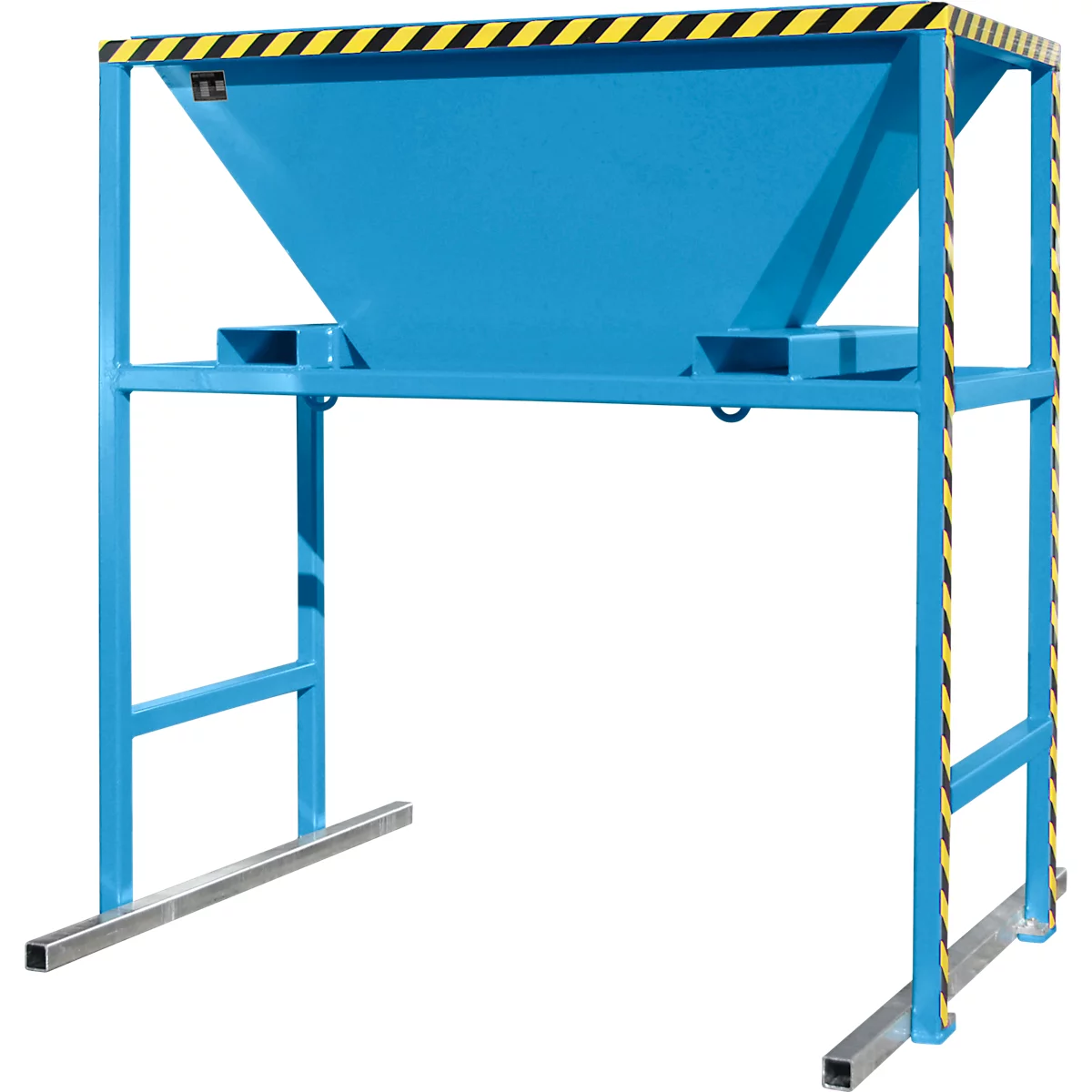 Bauer BTM Trémie de remplissage, tôle d'acier, mobile et stationnaire, pattes d'entrée, L 1700 x l 1980 x H 2050 mm, peint, bleu clair RAL 5012