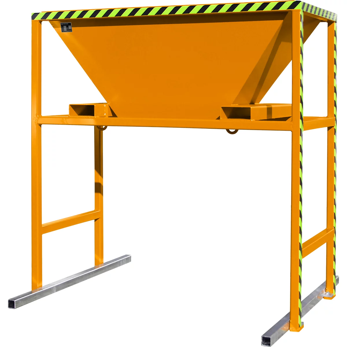 Bauer BTM Trémie de remplissage, tôle d'acier, mobile et stationnaire, pattes d'entrée, L 1700 x l 1980 x H 2050 mm, peint, jaune orangé RAL 2000