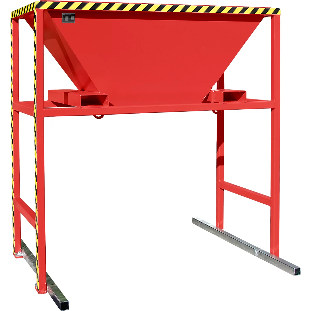 Bauer BTM Trémie de remplissage, tôle d'acier, mobile et stationnaire, pattes d'entrée, L 1700 x l 1980 x H 2050 mm, peint, rouge feu RAL 3000