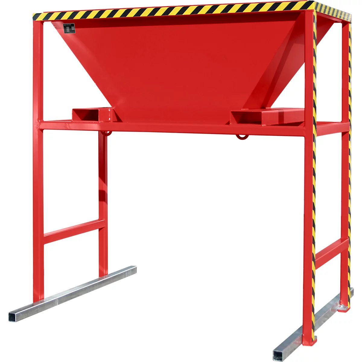 Bauer BTM Trémie de remplissage, tôle d'acier, mobile et stationnaire, pattes d'entrée, L 1700 x l 1980 x H 2050 mm, peint, rouge feu RAL 3000