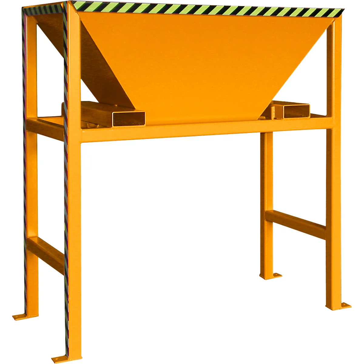 Bauer BTS Trémie de remplissage, tôle d'acier, construction sur pied, pattes d'entrée, peinte, L 980 x l 1980 x H 2050 mm, jaune-orange RAL 2000