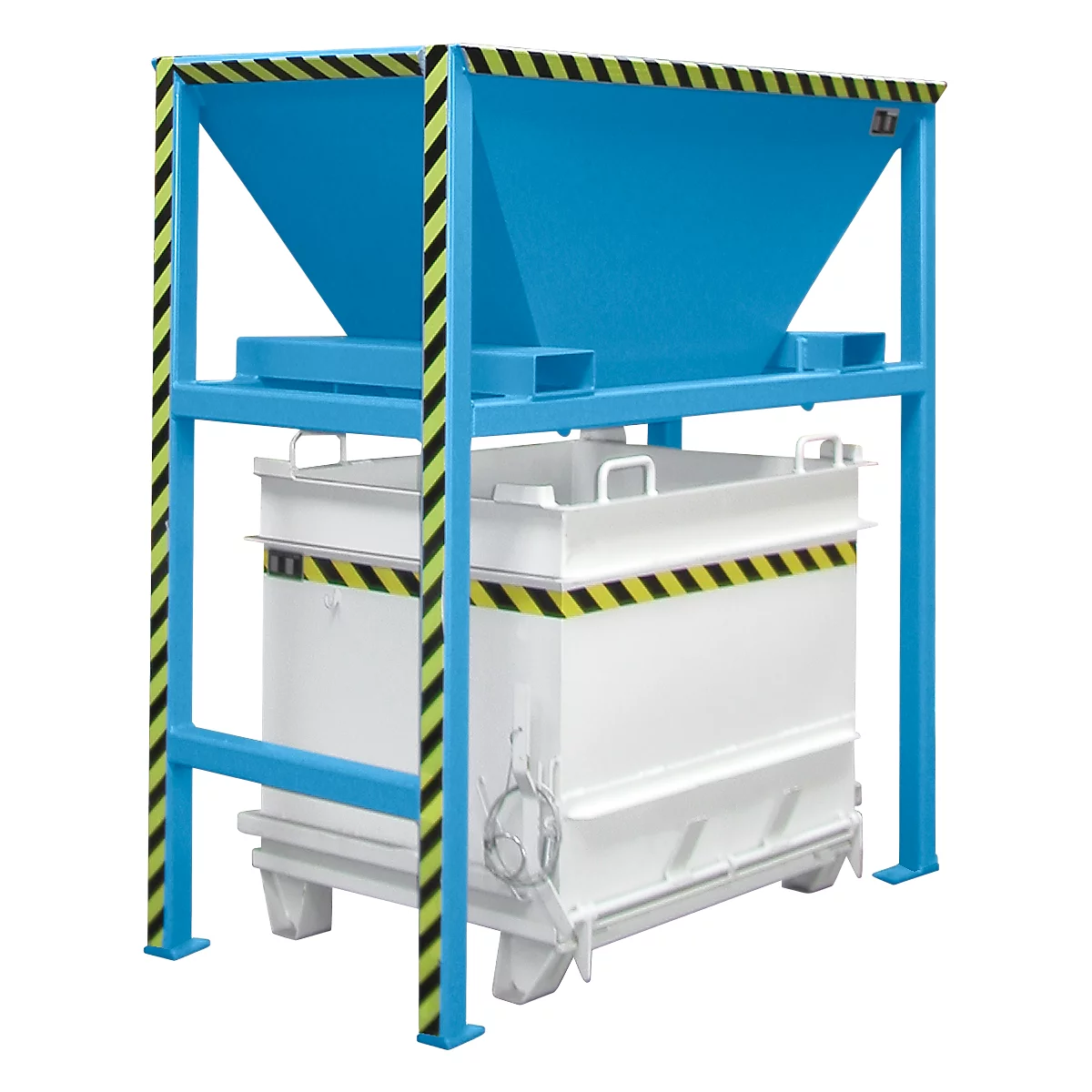 Bauer BTS vultrechter, plaatstaal, staanderconstructie, inrijzakken, gelakt, L 980 x B 1980 x H 2050 mm, lichtblauw RAL 5012