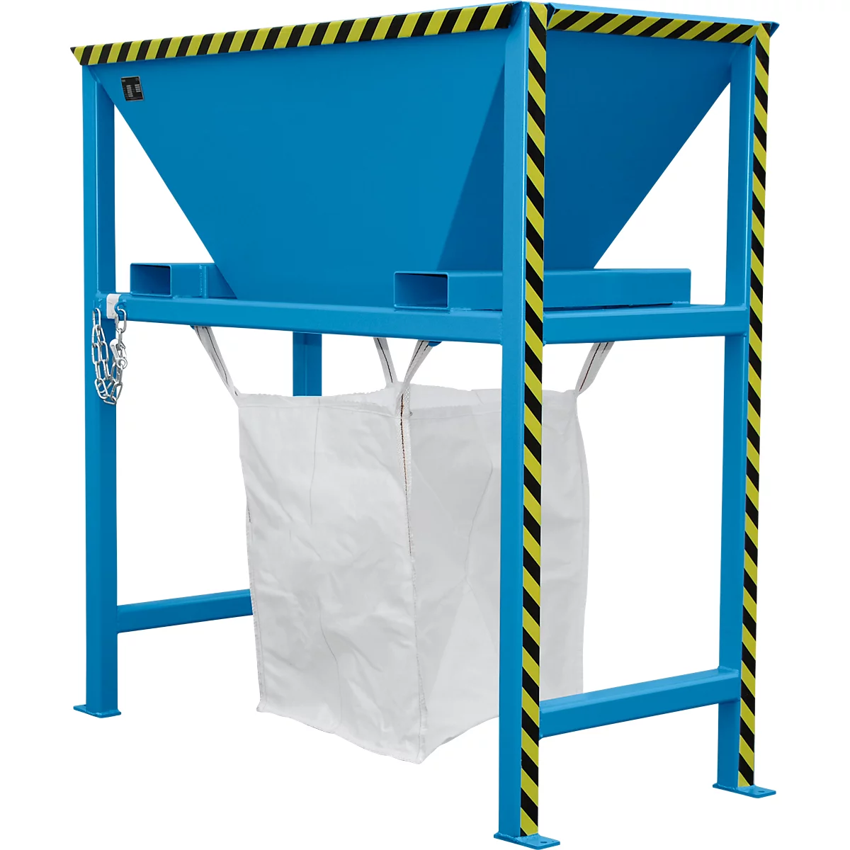 Bauer BTS vultrechter, plaatstaal, staanderconstructie, inrijzakken, gelakt, L 980 x B 1980 x H 2050 mm, lichtblauw RAL 5012