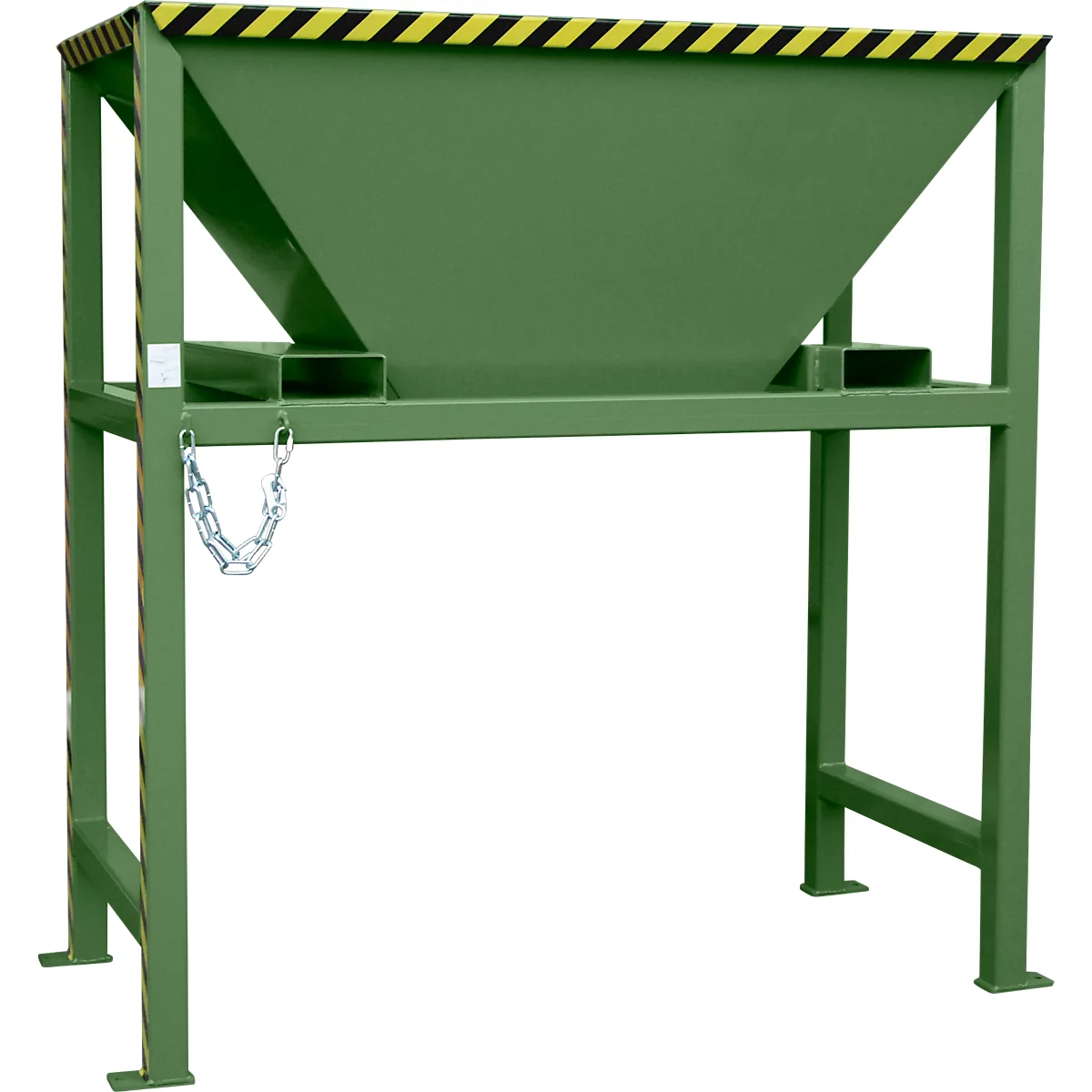 Bauer BTS vultrechter, plaatstaal, staanderconstructie, inrijzakken, gelakt, L 980 x B 1980 x H 2050 mm, reseda groen RAL 6011