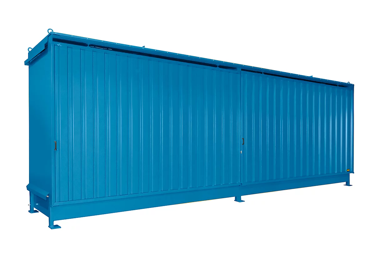 BAUER CEN 75-2 estantería contenedor, acero, puerta corredera, ancho 7615 x fondo 1550 x alto 3145 mm, azul