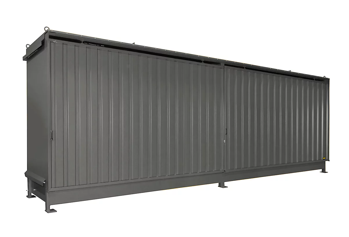 BAUER CEN 75-2 estantería contenedor, acero, puerta corredera, ancho 7615 x fondo 1550 x alto 3145 mm, gris