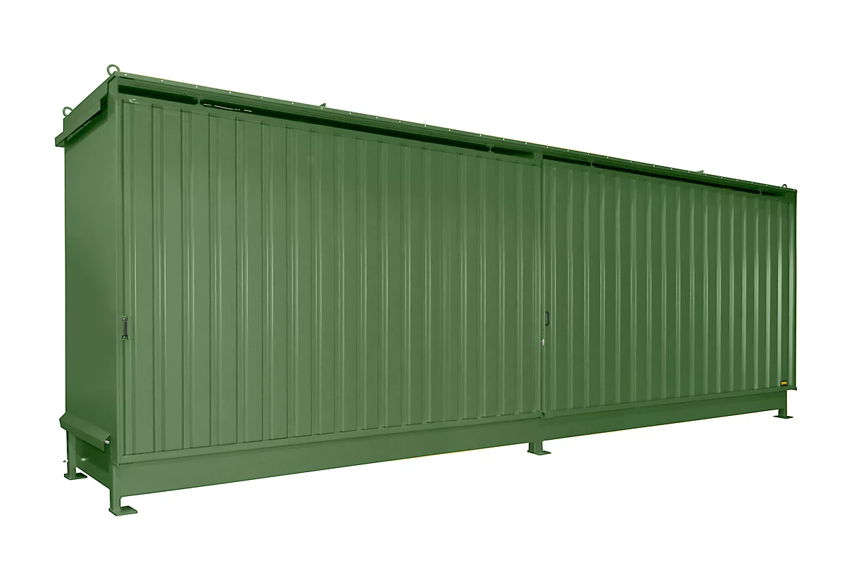 BAUER CEN 75-2 estantería contenedor, acero, puerta corredera, ancho 7615 x fondo 1550 x alto 3145 mm, verde