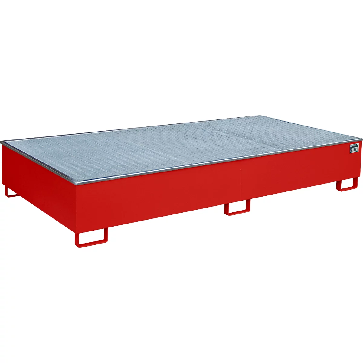 Bauer Etagebak RW-GR 2700-3 PE, met PE inzet, met rooster, L 2665 x B 1315 x H 440 mm, vlamrood RAL 3000
