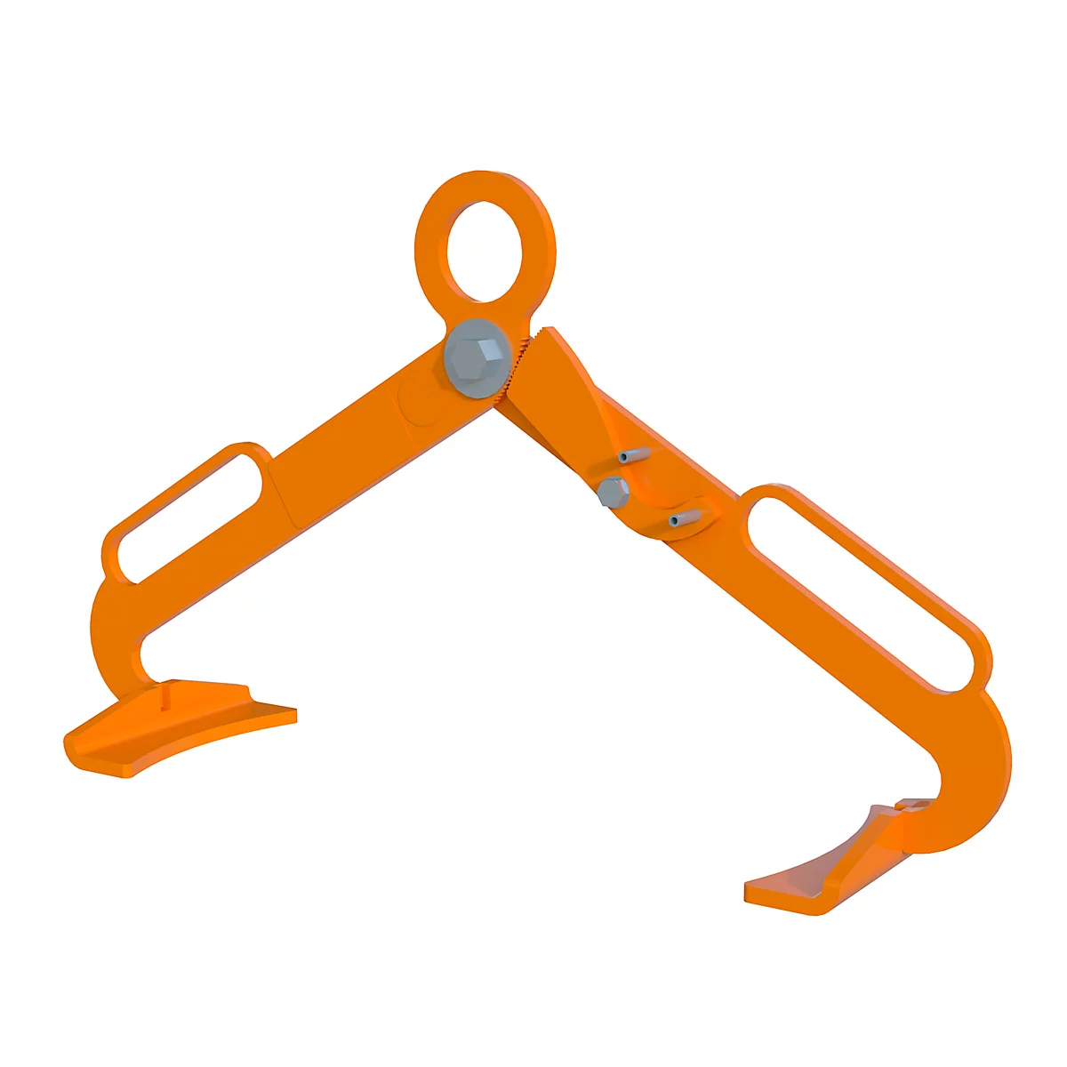 Orange Hebevorrichtung in Form einer Klammer mit Öse.