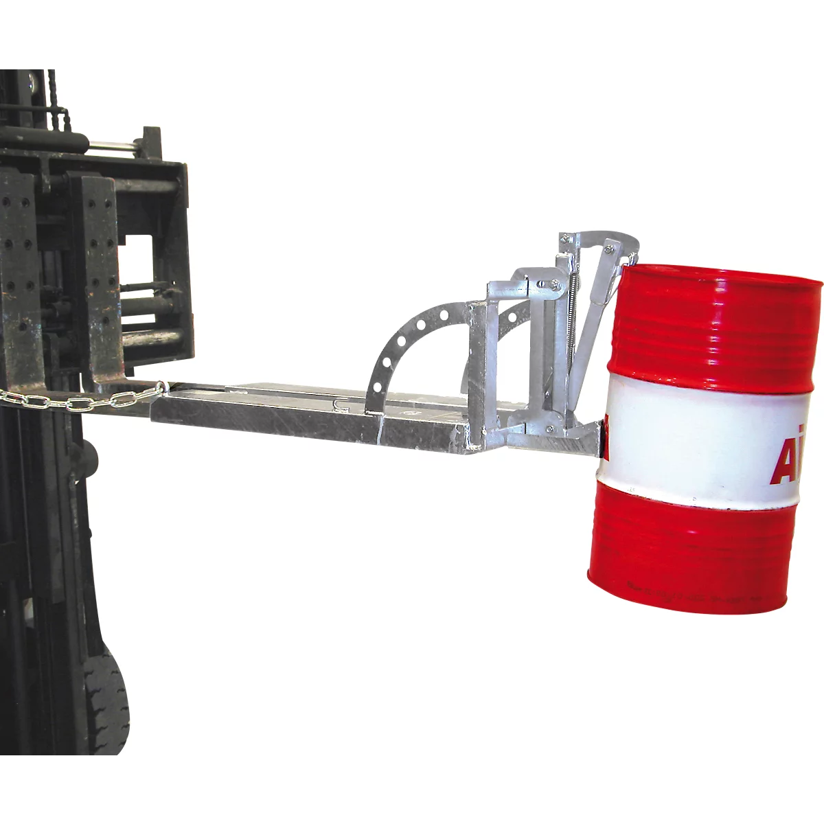 Bauer Fasslifter RS 60-I, für Stapler, 1 x 60-l Fässer, L 1050 x B 410 x H 460 mm, bis 100 kg, Stahl, feuerverzinkt