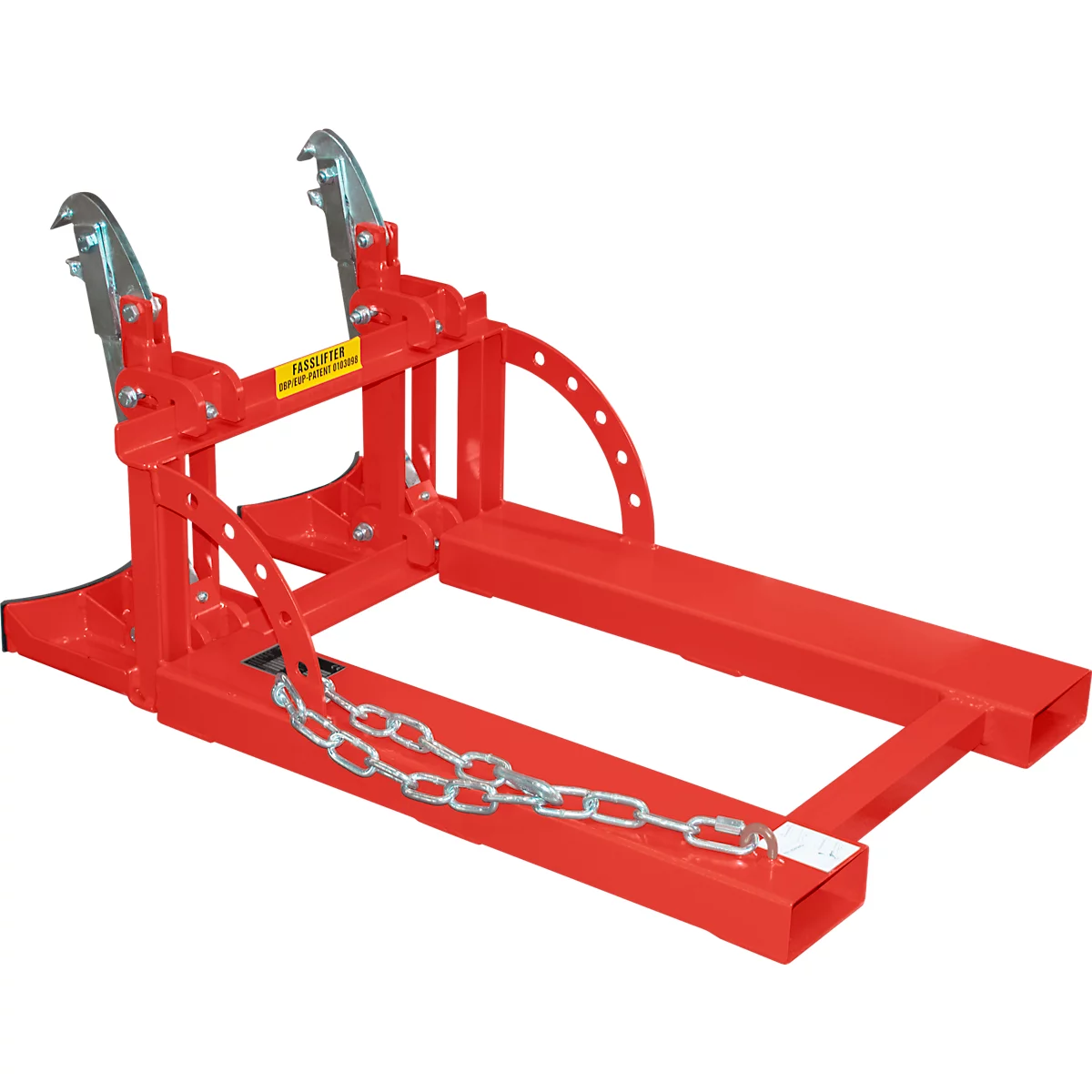 Bauer Fasslifter RS 60-II, für Stapler, 2x 60-l-Fässer, L 1050 x B 650 x H 460 mm, bis 200 kg, Stahl, Stahl, Feuerrot