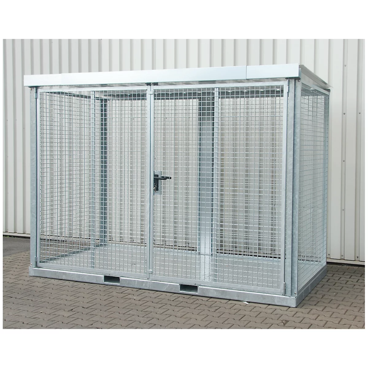 Bauer gasflessencontainer type GFC-E, afsluitbaar, L 3135 x B 1570 x H 2260 mm Roosterbodem