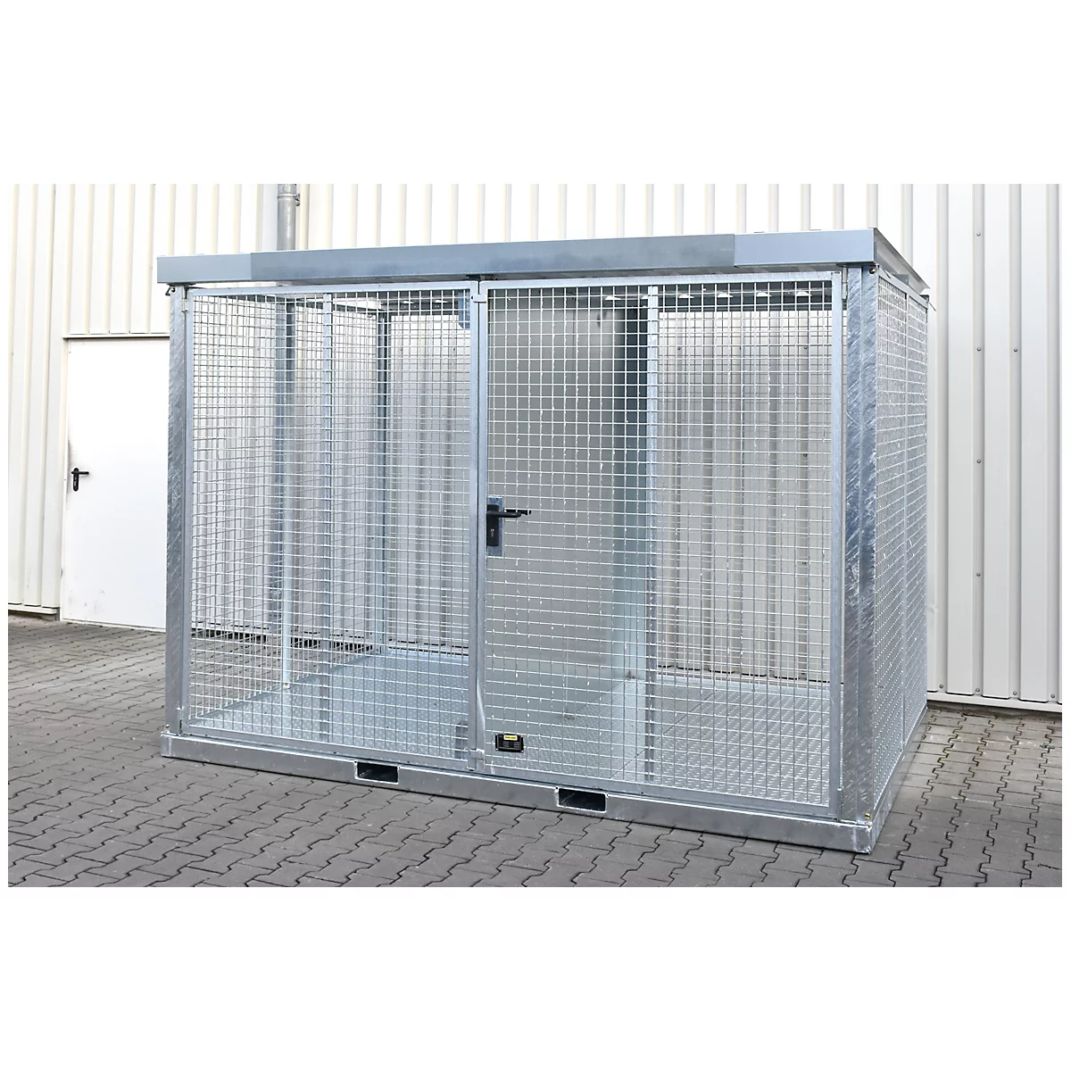 Bauer gasflessencontainer type GFC-E, afsluitbaar, L 3135 x B 2170 x H 2260 mm Roosterbodem