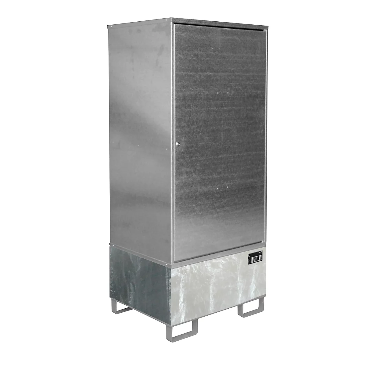 BAUER Gevaarlijke stoffen kast GS-1, plaatstaal, van onderen toegankelijk, B 840 x D 690 x H 1930 mm, voor 1 x 200 l vat, gegalvaniseerd