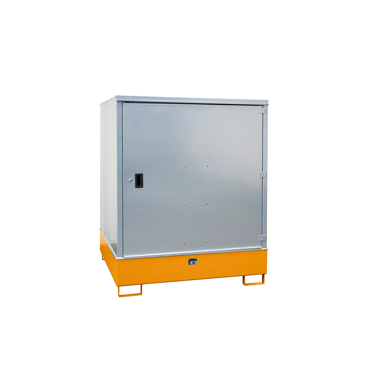 BAUER GS-3 kast voor gevaarlijke stoffen, plaatstaal, toegankelijk voor rolstoelgebruikers, voor 4 x 200 l vaten, B 1475 x D 1460 x H 1805 mm, diverse afmetingen Kleuren