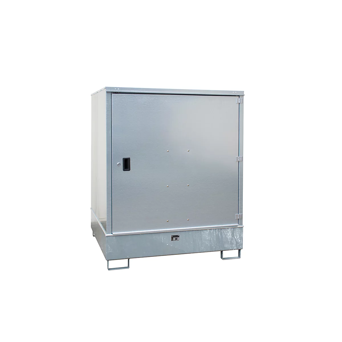 BAUER GS-3 kast voor gevaarlijke stoffen, plaatstaal, toegankelijk voor rolstoelgebruikers, voor 4 x 200 l vaten, B 1475 x D 1460 x H 1805 mm, gegalvaniseerd