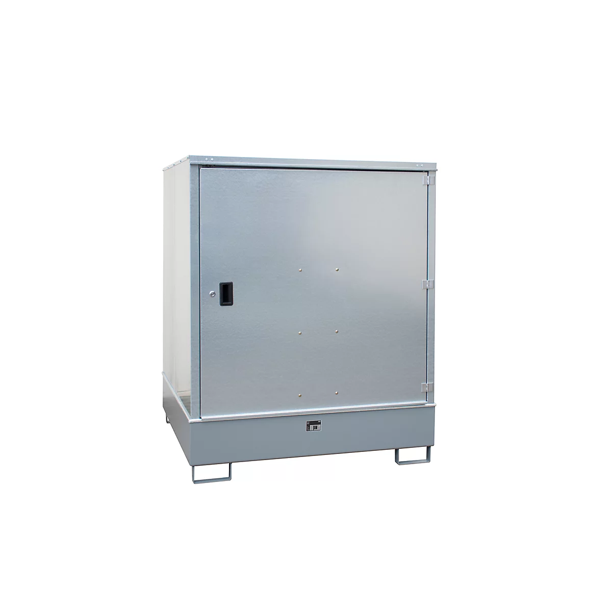 BAUER GS-3 kast voor gevaarlijke stoffen, plaatstaal, toegankelijk voor rolstoelgebruikers, voor 4 x 200 l vaten, B 1475 x D 1460 x H 1805 mm, grijs