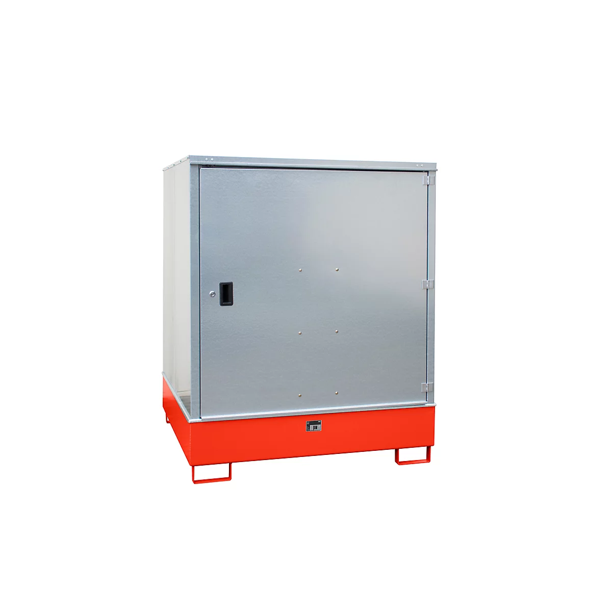 BAUER GS-3 kast voor gevaarlijke stoffen, plaatstaal, toegankelijk voor rolstoelgebruikers, voor 4 x 200 l vaten, B 1475 x D 1460 x H 1805 mm, rood