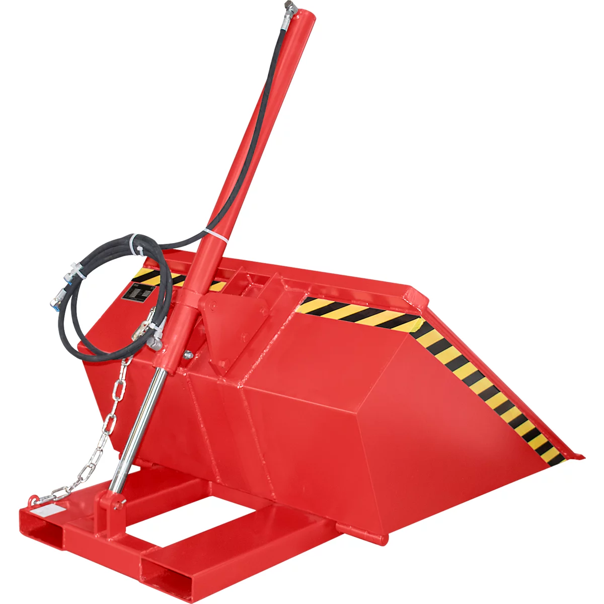 Bauer hydraulische Staplerschaufel DGS 500, Gabelstaplerhydraulik, L 1610 x B 1050 x H 1370 mm, 0,5 m³, bis 1000 kg, Stahl lackiert, feuerrot