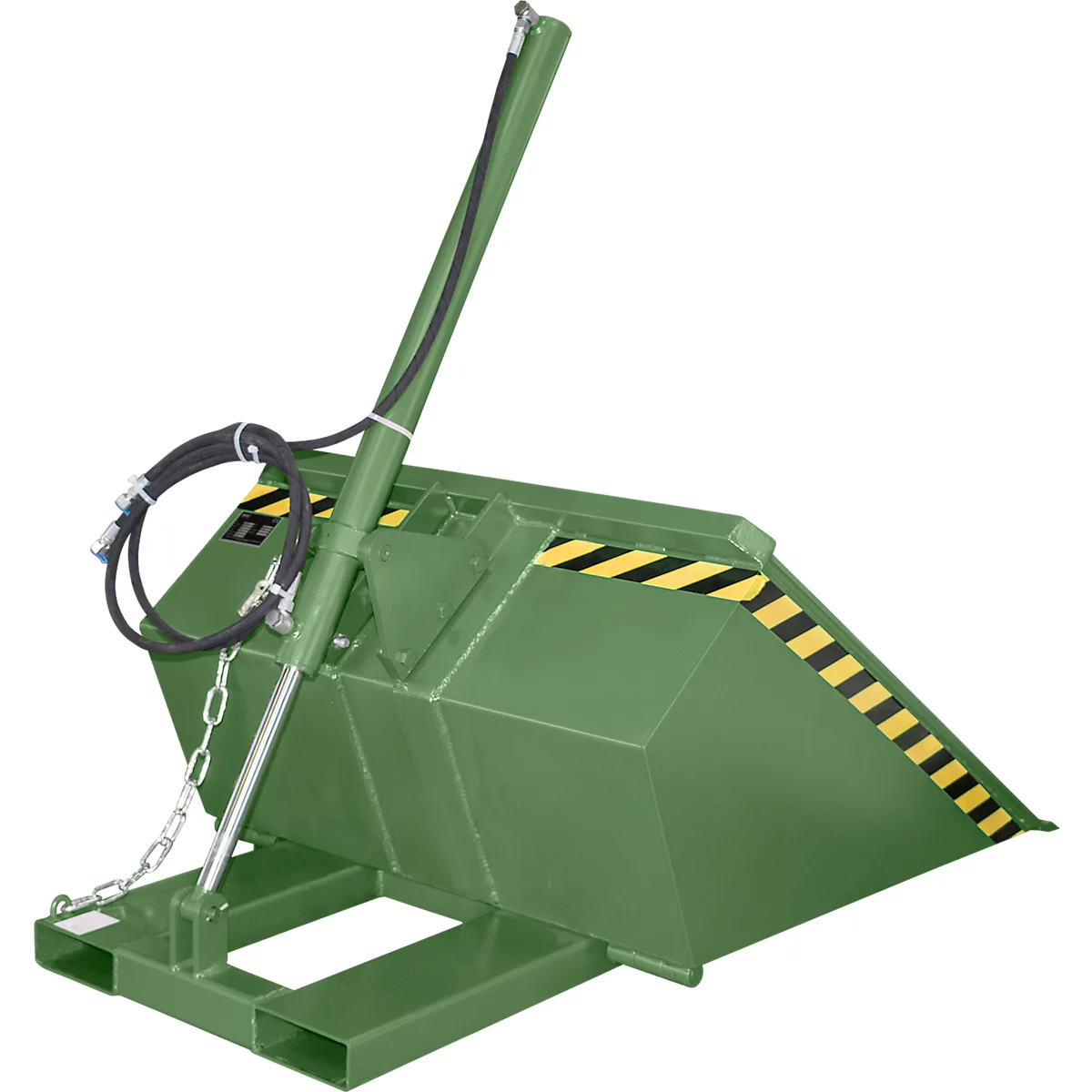 Bauer hydraulische Staplerschaufel DGS 500, Gabelstaplerhydraulik, L 1610 x B 1050 x H 1370 mm, 0,5 m³, bis 1000 kg, Stahl lackiert, resedagrün