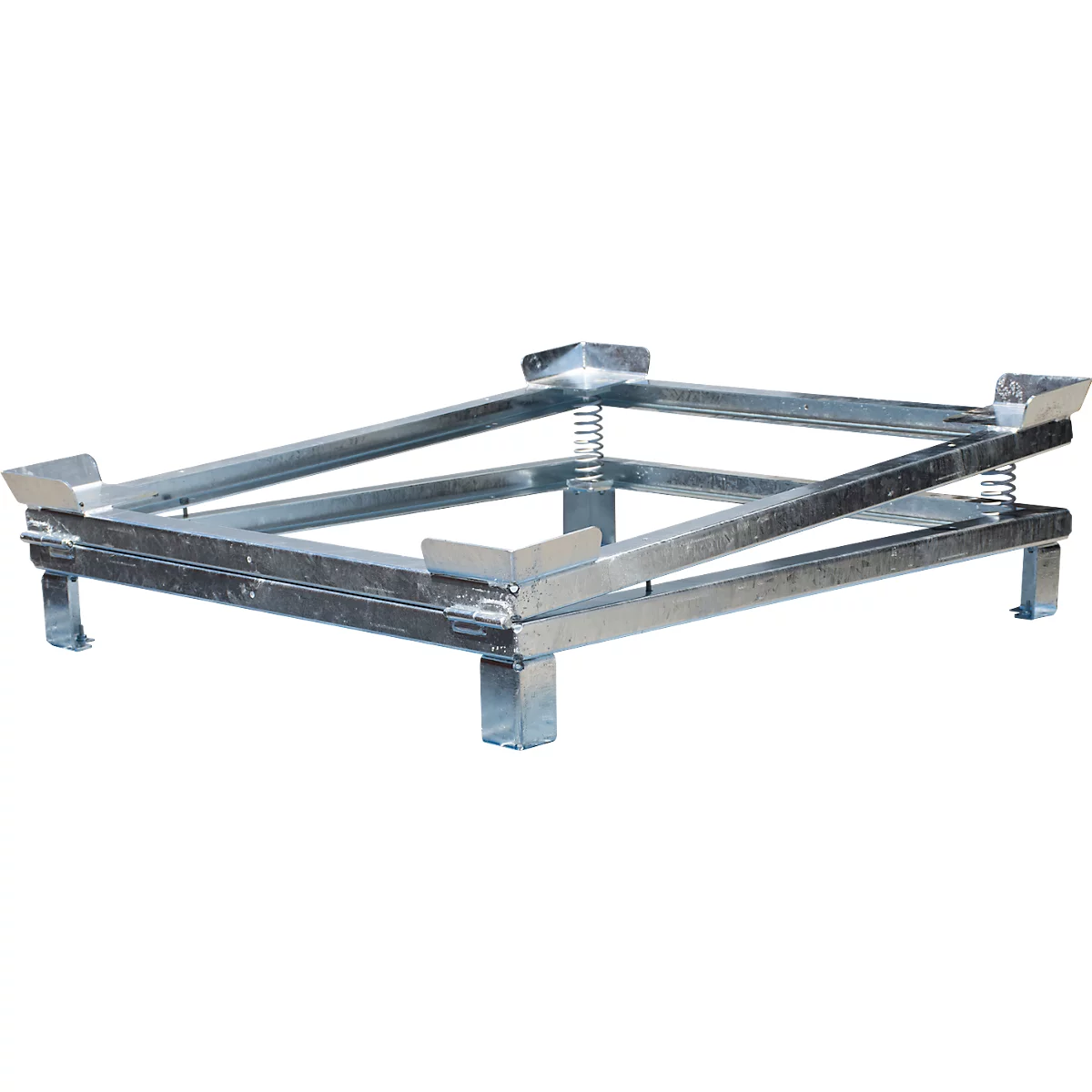 Bauer IR-1 IBC-restlediger, voetafdruk 1200 x 1000 mm, maximale heffing 95 mm, tot 1500 kg, L 1280 x B 1080 x H 275/380 mm, staal, thermisch verzinkt