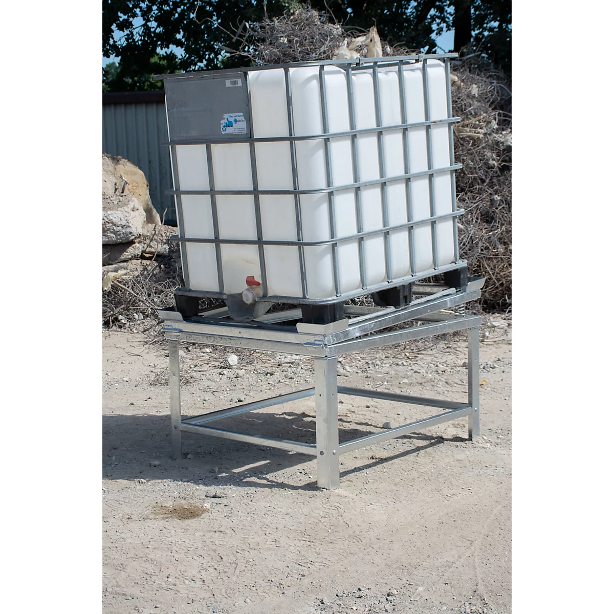 Bauer IR-2 IBC-restlediger 1200 x 1000 mm voetafdruk, maximale heffing 95 mm, tot 1500 kg, L 1280 x B 1080 x H 755/860 mm, staal, thermisch verzinkt