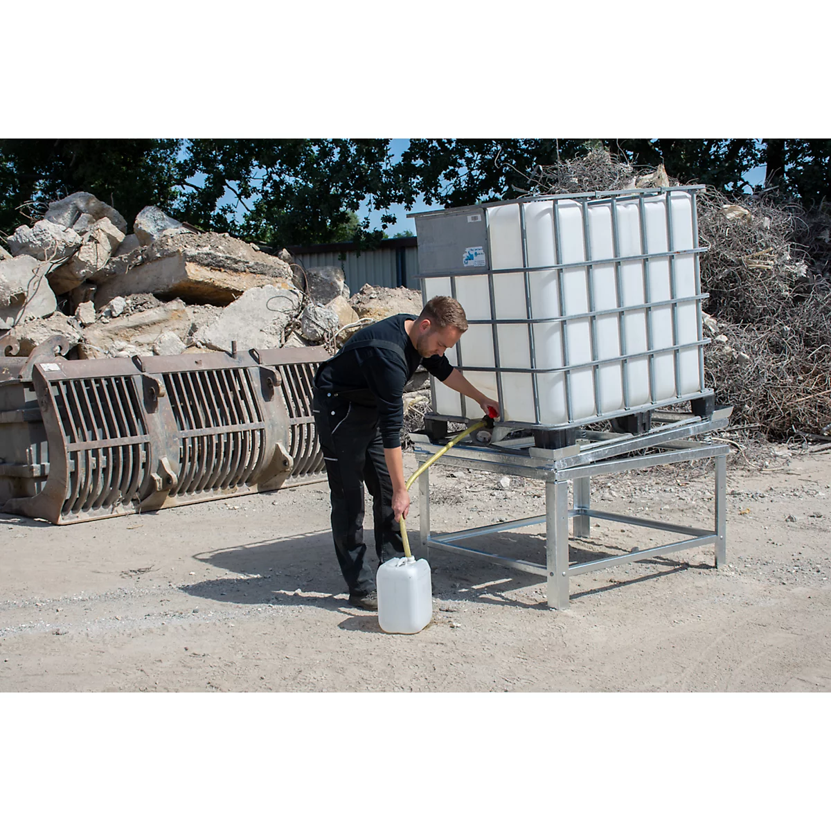 Bauer IR-2 IBC-restlediger 1200 x 1000 mm voetafdruk, maximale heffing 95 mm, tot 1500 kg, L 1280 x B 1080 x H 755/860 mm, staal, thermisch verzinkt
