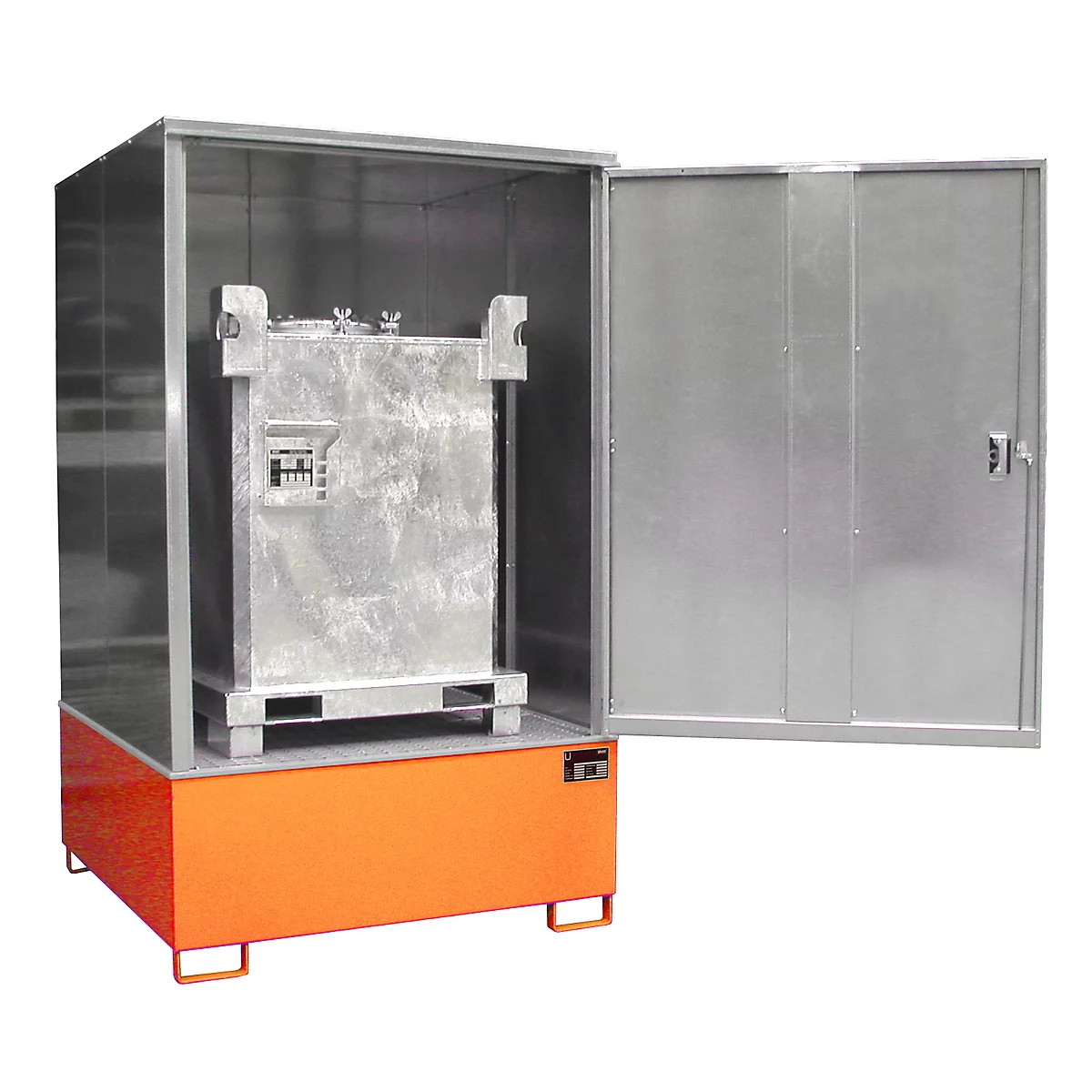 BAUER Kast GS-4 voor gevaarlijke stoffen, voor 1 x 1000 l IBC, B 1475 x D 1460 x H 2410 mm, oranje