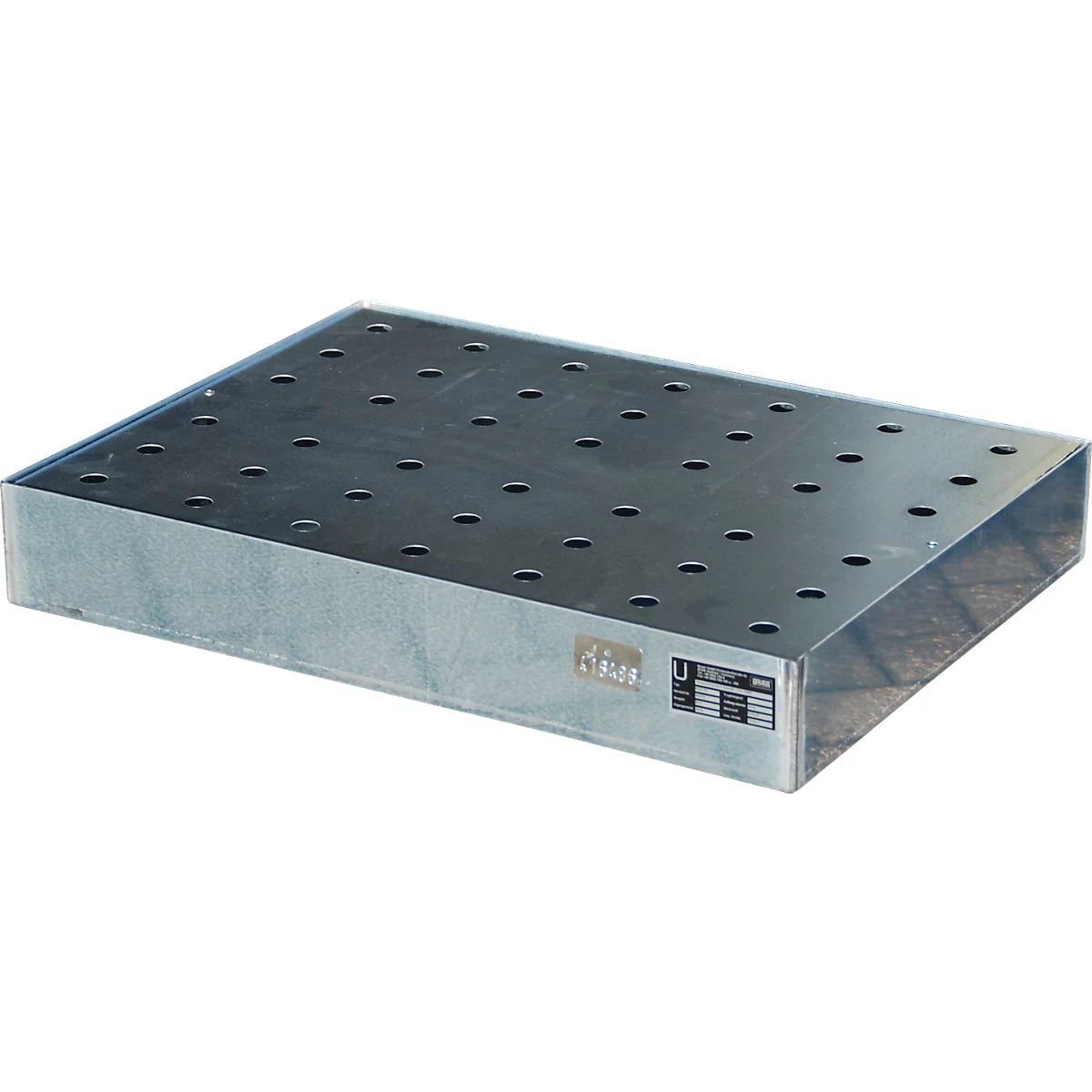 Bauer KGW-P 2/M bakje, inhoud 44 l, tot 100 kg, met geperforeerd rooster, B 800 x D 600 x H 120 mm, gegalvaniseerd staal