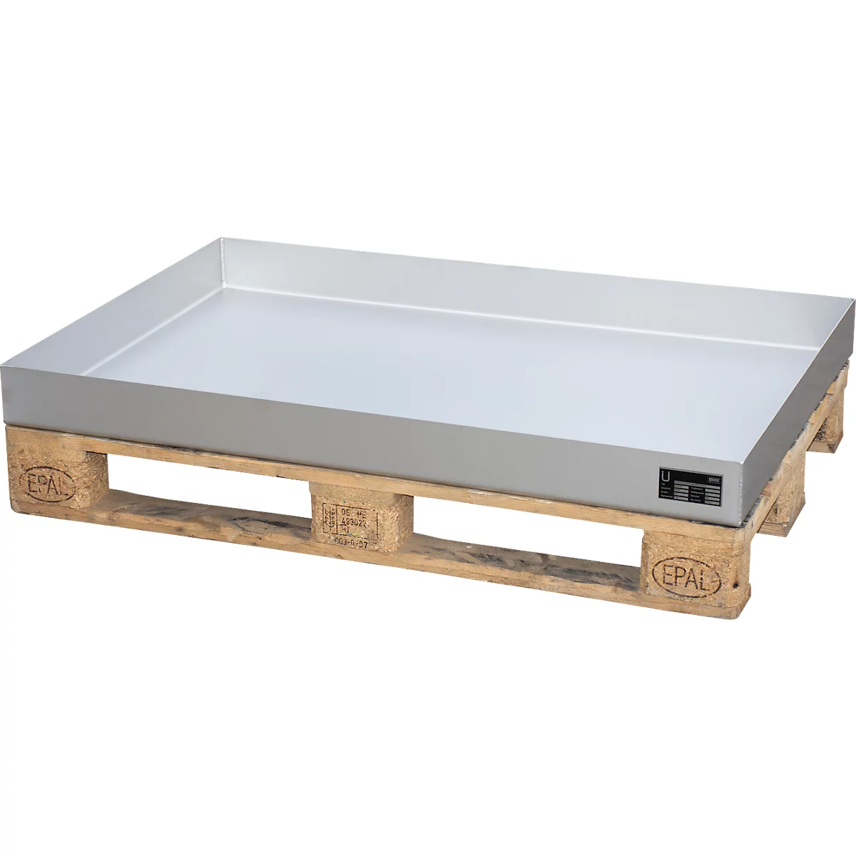 Bauer KGW-P 4 V4A kleine containerbak, voor Euro- en chemiepallets, roestvrij staal, L 1200 x B 600 x H 120 mm, tot 200 kg