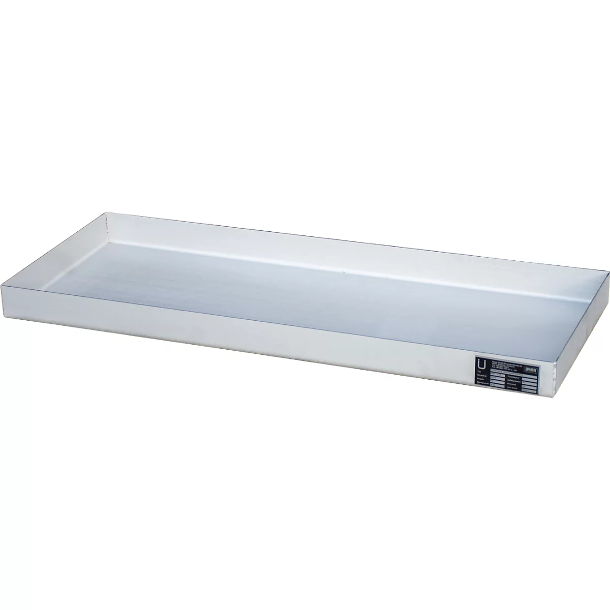 Bauer kleine bak KGW 1 V4A, zonder geperforeerd metalen rooster, L 940 x B 370 x H 60 mm, 20 L, 150 kg, roestvrij staal 1.4571, zilver