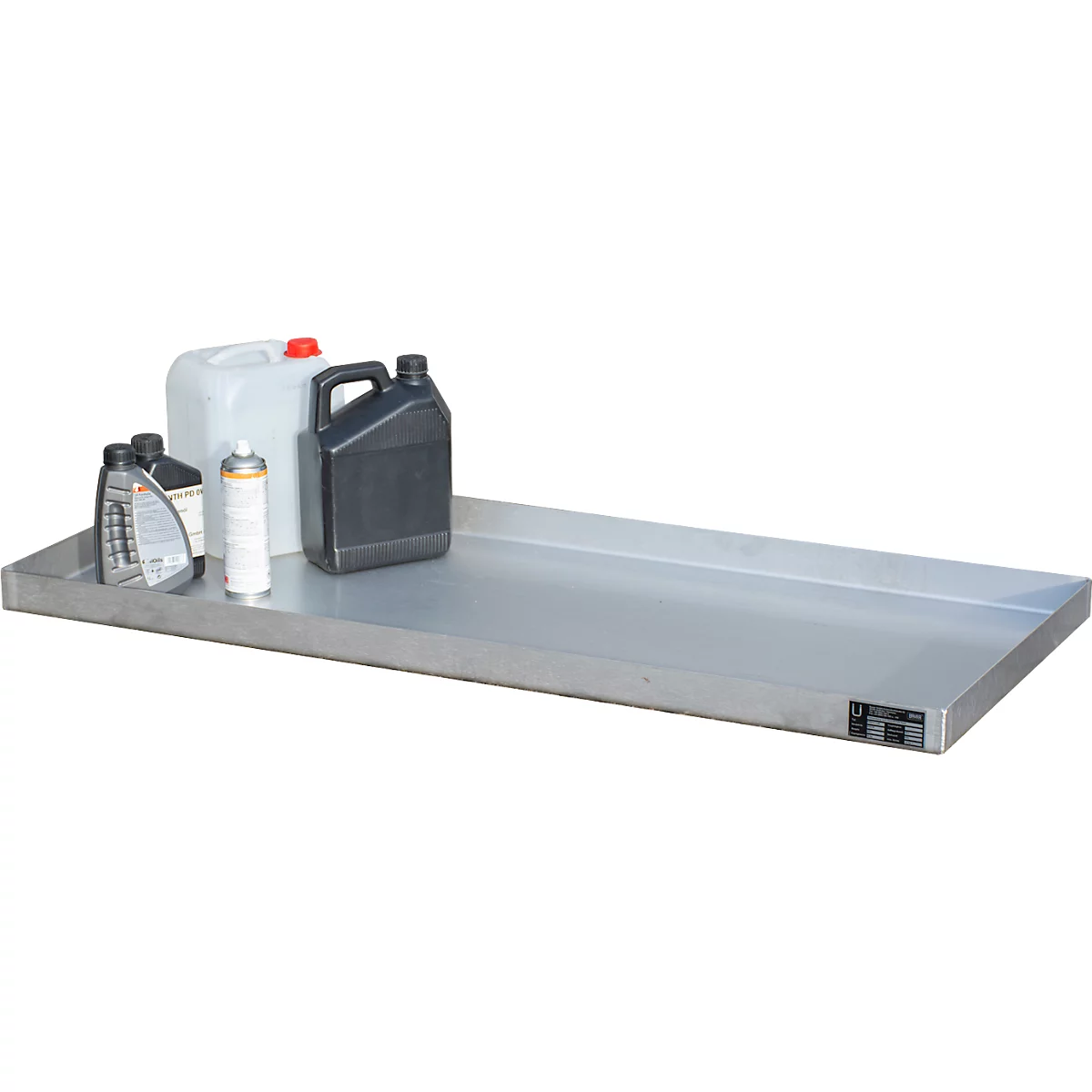 Bauer kleine bak KGW 4 V4A, zonder geperforeerd metalen rooster, L 1390 x B 600 x H 60 mm, 40 L, 150 kg, roestvrij staal 1.4571, zilver.