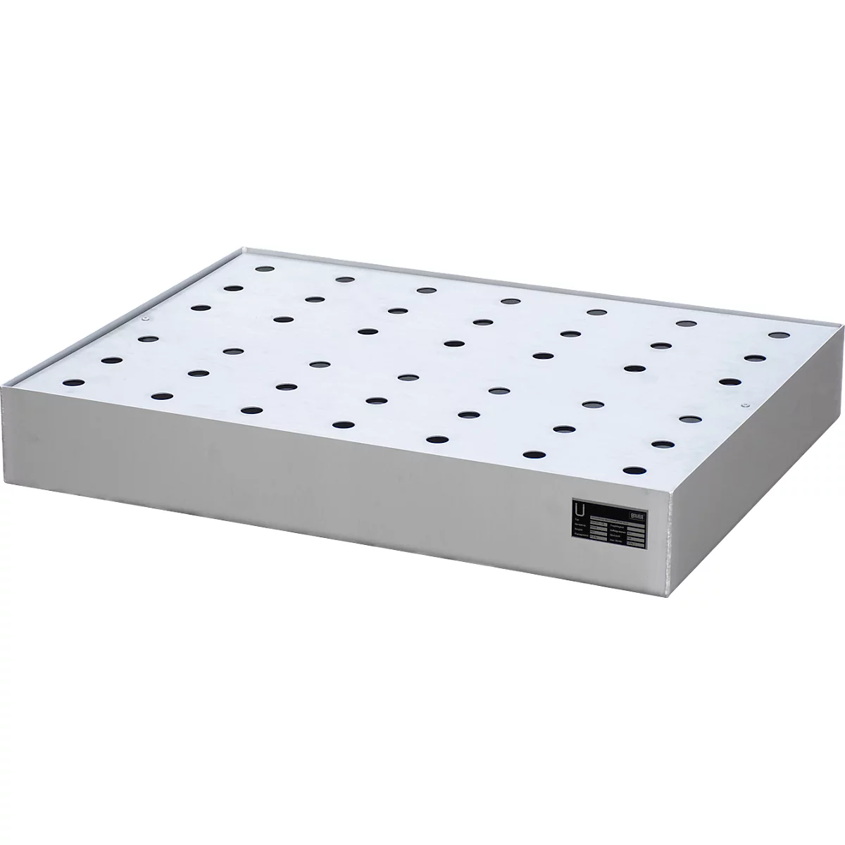 Bauer kleine containerbak KGW-P 2/M V4A, voor Euro- en chemiepallets, roestvrij staal, L 800 x B 600 x H 120 mm, tot 100 kg, met geperforeerd platenrooster