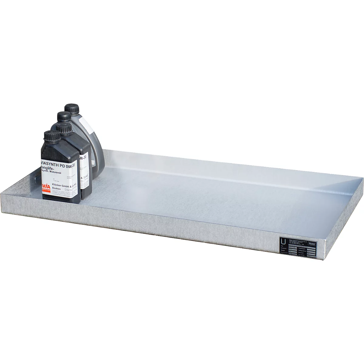 Bauer Kleingebindewanne KGW 2 V4A, ohne Lochblechrost, L 940 x B 470 x H 60 mm, 25 L, 150 kg, Edelstahl 1.4571, Silber