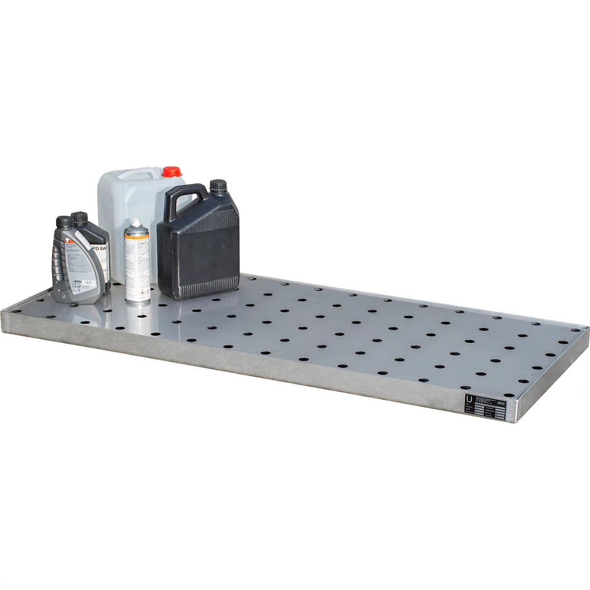 Bauer Kleingebindewanne KGW 4/M V4A, mit Lochblechrost, L 1390 x B 600 x H 60 mm, 40 L, 150 kg, Edelstahl 1.4571, Silber
